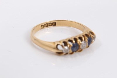 Lot 144 - Edwardian 18ct gold sapphire and diamond five stone ring