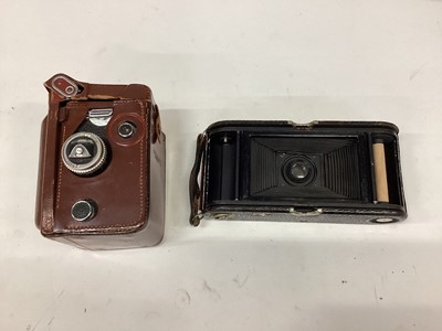 Lot 2366 - Rolleiflex twin lens reflex camera in case, and a Kodak folding camera