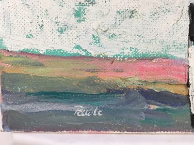 Lot 72 - *John Hanbury-Pawle (1915-2010) oil on canvas - moored vessels with hills beyond, signed, 61cm x 51cm, unframed