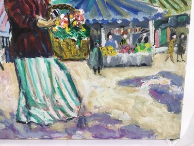 Lot 73 - *John Hanbury Pawle (1915-2010) oil on canvas - 'Gipsy flower seller, Montauroux', signed, 57cm x 51cm, titled verso,, unframed