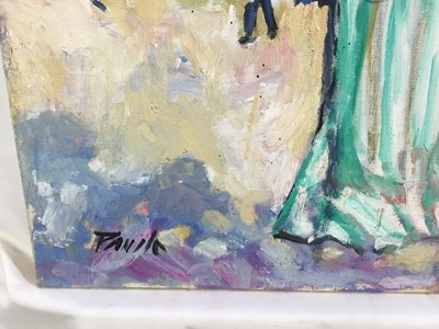 Lot 73 - *John Hanbury Pawle (1915-2010) oil on canvas - 'Gipsy flower seller, Montauroux', signed, 57cm x 51cm, titled verso,, unframed