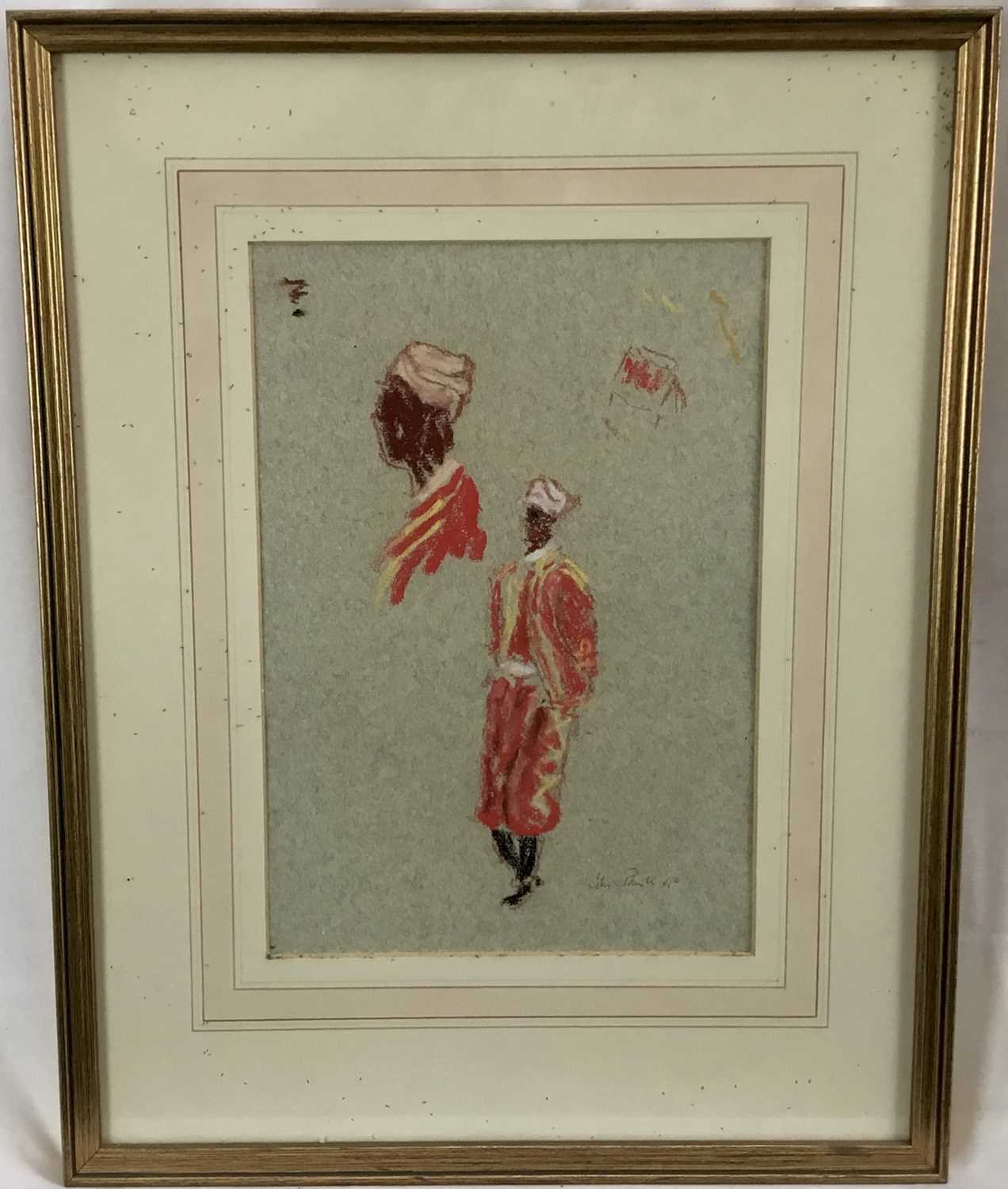 Lot 80 - *John Hanbury Pawle (1915-2010) two pastel drawings - 'Doorman at the Minza, Tangier', and 'Moroccan Women' both signed and dated '90 and titled verso, both 20.5cm x 30cm in glazed frames