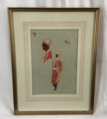 Lot 80 - *John Hanbury Pawle (1915-2010) two pastel drawings - 'Doorman at the Minza, Tangier', and 'Moroccan Women' both signed and dated '90 and titled verso, both 20.5cm x 30cm in glazed frames
