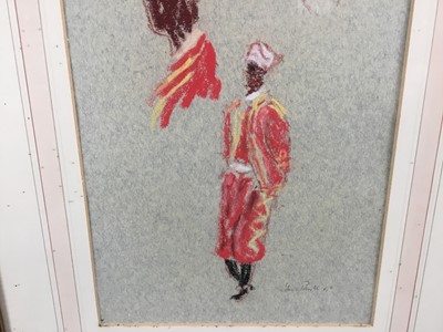 Lot 80 - *John Hanbury Pawle (1915-2010) two pastel drawings - 'Doorman at the Minza, Tangier', and 'Moroccan Women' both signed and dated '90 and titled verso, both 20.5cm x 30cm in glazed frames