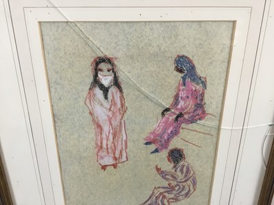 Lot 80 - *John Hanbury Pawle (1915-2010) two pastel drawings - 'Doorman at the Minza, Tangier', and 'Moroccan Women' both signed and dated '90 and titled verso, both 20.5cm x 30cm in glazed frames