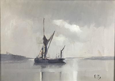 Lot 142 - Victor ‘Vic’ William Ellis RSMA oil on canvas - Key Reach, River Roach, signed, 34cm x 24cm, framed