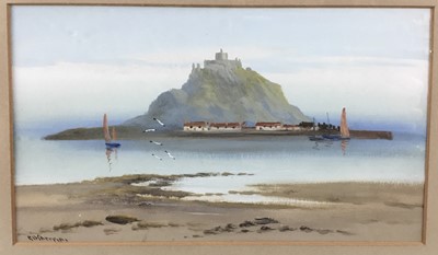 Lot 128 - Reginald Daniel Sherrin oil on board - St Michaels Mount, 28.5cm x 16.5cm
