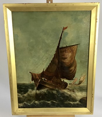 Lot 137 - Phebe Backhouse oil on canvas - vessel in rough seas, 37cm x 49.5cm, signed and dated 1900, framed, 43.5cm x 56cm overall