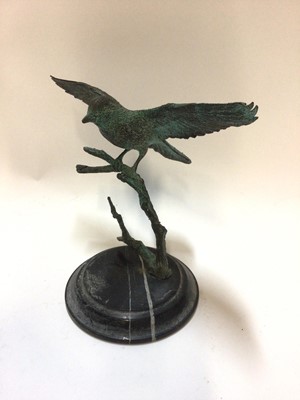 Lot 2462 - Bronze of a bird in flight on marble base