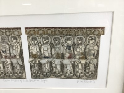 Lot 130 - Valerie Thornton (1931-1991) signed artists proof etching and aquatint -  'Feast in the House of Simon...', dated '91, 26cm x 59cm, in glazed gilt frame