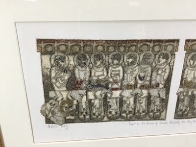 Lot 130 - Valerie Thornton (1931-1991) signed artists proof etching and aquatint -  'Feast in the House of Simon...', dated '91, 26cm x 59cm, in glazed gilt frame