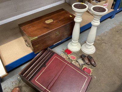 Lot 241 - Georgian mahogany and brass mounted writing box, Remi Martin writing box and sundries