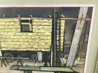 Lot 96 - Douglas Pittuck (1911-1993), mixed media on paper, Workshop interior, signed and dated 1956, 36 x 49cm, glazed frame