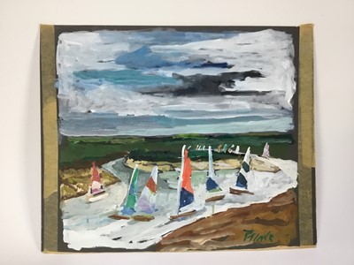 Lot 84 - *John Hanbury Pawle (1915-2010) six gouache works on paper and card - three signed, all approx 53cm x 43cm, unframed