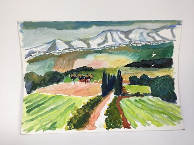 Lot 84 - *John Hanbury Pawle (1915-2010) six gouache works on paper and card - three signed, all approx 53cm x 43cm, unframed