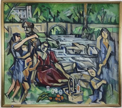 Lot 110 - Douglas Pittuck (1911-1993) oil on board, Picnic, signed and dated '91, 61 x 69cm, framed, together with another work on board by the same hand. (2)