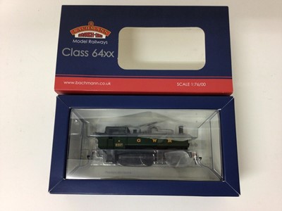 Lot 15 - Bachmann 00 gauge locomotives Class 57XX Pannier Tank 8709 Great Western green, 32-218, Class 64XX Pannier Tank 6407, GWR green, 31-635, boxed (2)