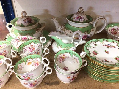 Lot 411 - Floral tea service on green ground, Minton tea set for one, Prattware pot and other decorative ceramics