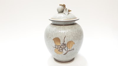 Lot 1204 - Royal Copenhagen crackle glaze vase and cover, with gilt decoration
