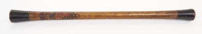 Lot 22 - Rare Victorian wooden Earl Marshall's baton with polychrome painted arms of the The Duke of Norfolk on gold ground with black painted tips, 60.5 cm long