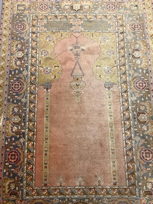 Lot 1539 - Persian part silk prayer rug