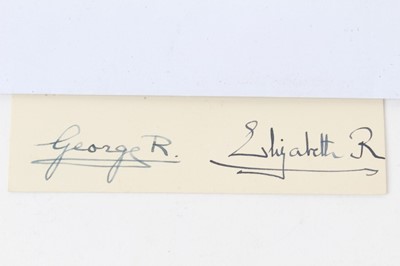Lot 26 - T.M. King George VI and Queen Elizabeth, handwritten card on Buckingham Palace headed notelet ' With our affectionate good wishes for your happiness George R Elizabeth R'