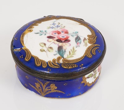 Lot 978 - South Staffordshire round blue ground snuff box, circa 1780