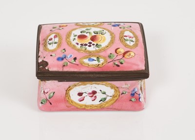Lot 982 - South Staffordshire pink ground rectangular snuff box circa 1770