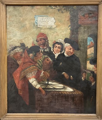 Lot 277 - Continental School, 19th century, oil on canvas 'Lotto', 76 x 62cm, gilt frame