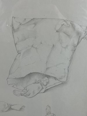 Lot 1178 - *Richard Chopping (1917-2008) pencil sketch - "A bag of toffees", 38cm x 28cm, in glazed frame