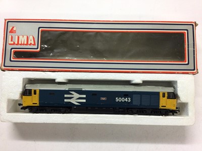 Lot 96 - Lima 00 gauge diesel locomotivesClass 50 'Eagle' 50043 large logo, 205142MWG, Class 42 'dragon' D814, BR blue small logo, 205128MWG, Class 73 Bo-Bo 73108, BR early blue small logo, 205170 and Class...