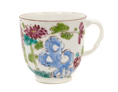 Lot 261 - A Bow coffee cup, painted in Chinese famille rose palette, circa 1752