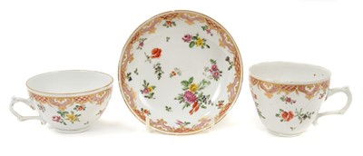 Lot 266 - A Bristol tea cup, chocolate cup and saucer, circa 1772