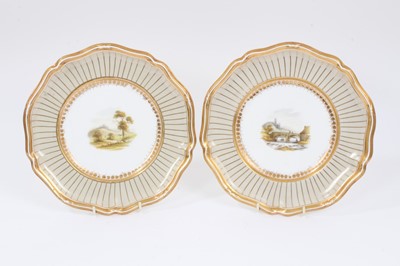 Lot 298 - A pair of Davenport plates, painted with landscapes, circa 1840-45