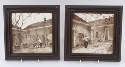 Lot 307 - A pair of framed Dutch Delft tiles