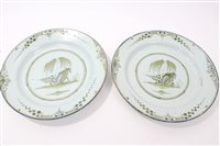 Lot 60 - Pair 18th century Delft green tin glazed...