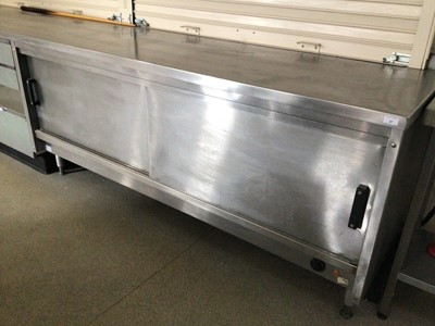 Lot 37 - A stainless steel electric hot cabinet with two sliding doors,  2060 mm