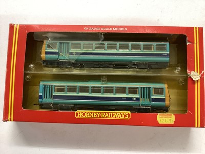 Lot 93 - Hornby OO gauge locomotives BR Class 42 Twin Railbus 55639, R867, BR blue Class 25 Bo-Bo diesel 25 241, R326 and BR blue Class 29 Bo-Bo diesel electric 6124, R084 and BR blue Class 25 diesel electr...
