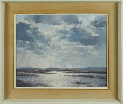 Lot 1167 - *Cavendish Morton (1911-2015) oil on board - Marshland view, signed and dated 1973, 39cm x 49cm, framed