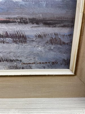 Lot 1167 - *Cavendish Morton (1911-2015) oil on board - Marshland view, signed and dated 1973, 39cm x 49cm, framed