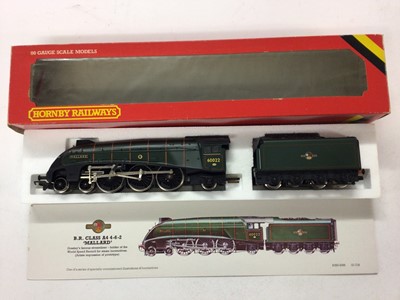 Lot 67 - Hornby OO gauge locomotives BR lined green 4-6-2 Class A4 'Mallard' locomotive and tender 60022, R350, LMS lined black 4-6-0 Class 5P5F locomotive and tender 5112, R061, BR black 4-4-0 Class D49/1...