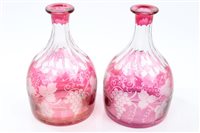 Lot 75 - Pair late 19th century ruby glass overlaid...