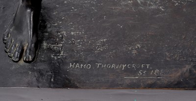 Lot 940 - After Hamo Thornycroft (1850-1925) bronze sculpture, Putting the stone, signed and dated 1880, 68cm high