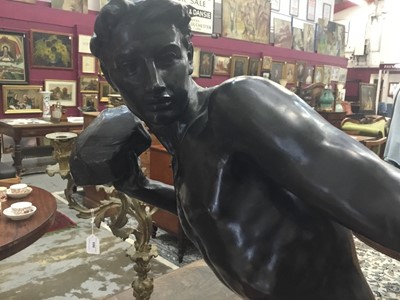 Lot 940 - After Hamo Thornycroft (1850-1925) bronze sculpture, Putting the stone, signed and dated 1880, 68cm high