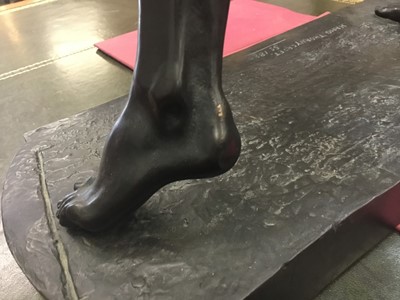 Lot 940 - After Hamo Thornycroft (1850-1925) bronze sculpture, Putting the stone, signed and dated 1880, 68cm high