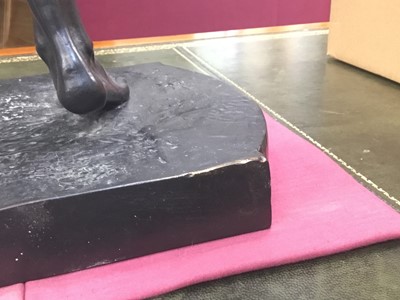 Lot 940 - After Hamo Thornycroft (1850-1925) bronze sculpture, Putting the stone, signed and dated 1880, 68cm high