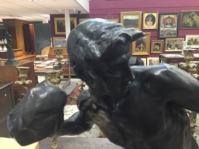 Lot 940 - After Hamo Thornycroft (1850-1925) bronze sculpture, Putting the stone, signed and dated 1880, 68cm high