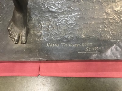 Lot 940 - After Hamo Thornycroft (1850-1925) bronze sculpture, Putting the stone, signed and dated 1880, 68cm high