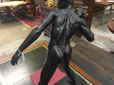 Lot 940 - After Hamo Thornycroft (1850-1925) bronze sculpture, Putting the stone, signed and dated 1880, 68cm high