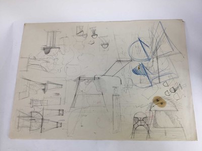 Lot 1329 - Peter Thursby (1930-2011) group of drawings on paper, various architectural and sculptural subjects, variously signed and dated, 60 x 85cm, and smaller (9)